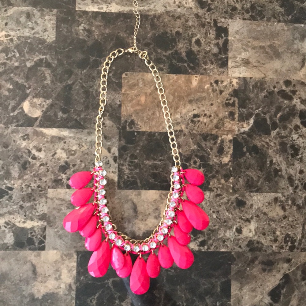2/$14 Pink And Gold Necklace with Rhinestones